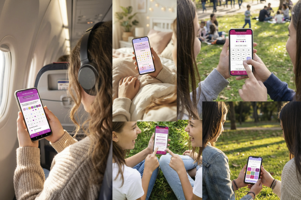 Teenagers using a digital journaling app to reflect and track emotions